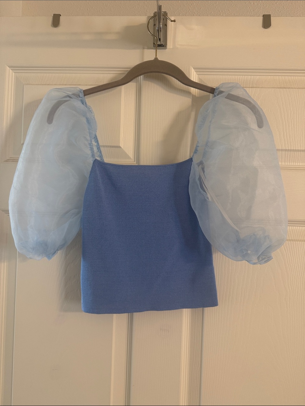 Cinderella like Blue puffy sleeve crop top.